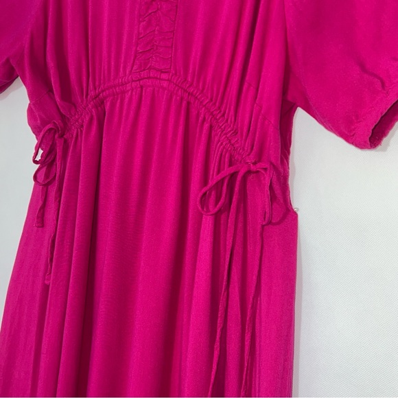 Ingrid & Isabel Women’s Hot Pink Maternity Maxi Tiered Babydoll  Dress Large - Picture 6 of 12